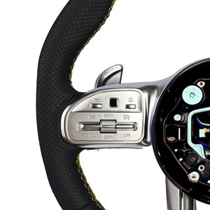 Volante modificado con línea amarilla de cuero Napa para <span class=keywords><strong>Mercedes</strong></span> Benz C GLC E S CLS <span class=keywords><strong>AMG</strong></span> ZC-809-P79-F - Product Image 4