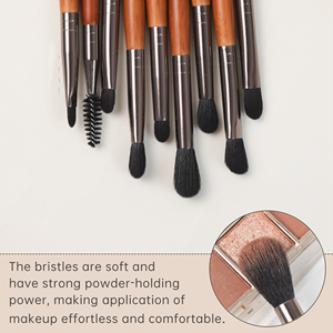 Juego de brochas para sombra de ojos de 9 piezas, color madera premium, con agarre cómodo para crear <span class=keywords><strong>maquillaje</strong></span> diario sin esfuerzo - Product Image 4