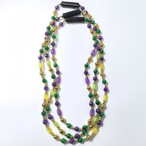 보라색, 녹색, 금색 LED 비즈로 장식된 빛나는 카니발 목걸이 - 내구성 있는 플라스틱 축제 기념품 및 선물 - Product Image 1