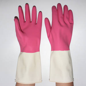 Suncend Spray/flock doublé écailles de poisson poignée roulée manchette deux couleurs gants de ménage - Product Image 3