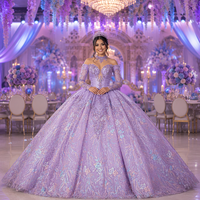 Robe de soirée Jancember 8522, couleur lavande, à épaules dénudées, avec des manches transparentes, broderie florale, dentelle, robe de bal