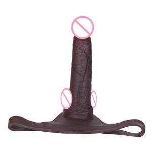 FAAK Grand <span class=keywords><strong>String</strong></span> en Silicone <span class=keywords><strong>Gode</strong></span> Creux Couleur Noire Sangle sur Pénis Manches Culotte Agrandisseur de Bite Extender Adult Sex Toys pour Hommes - Product Image 4