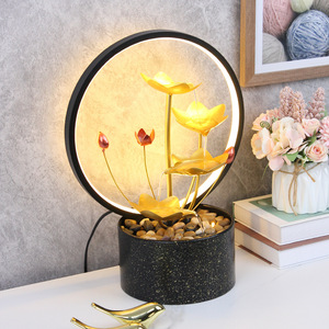 Fontaine d'eau décorative pour la maison, ronde, pour bureau, avec fonction Feng Shui et design à circulation d'eau. - Product Image 1