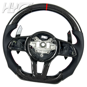 Volante Deportivo de Cuero y Fibra de Carbono Compatible con <span class=keywords><strong>Mercedes</strong></span> Benz W205 W213 Clase C E GLC CLE GLE E300 C260 350 - Product Image 2
