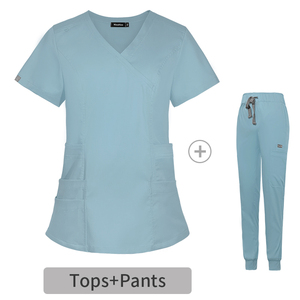 Práctico tejido de poliéster para enfermeras, elástico, resistente al desgaste, ropa de trabajo para hospitales, trajes, estilo de moda, logotipo personalizado, servicio de enfermeras - Product Image 2