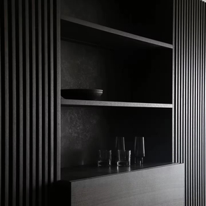 ตู้เก็บไวน์แบบหรูหราสีเข้มพร้อมไฟ LED สร้างบรรยากาศ ถาดเก็บของแบบดึงออกได้สำหรับเครื่องดื่มและแก้ว - Product Image 2