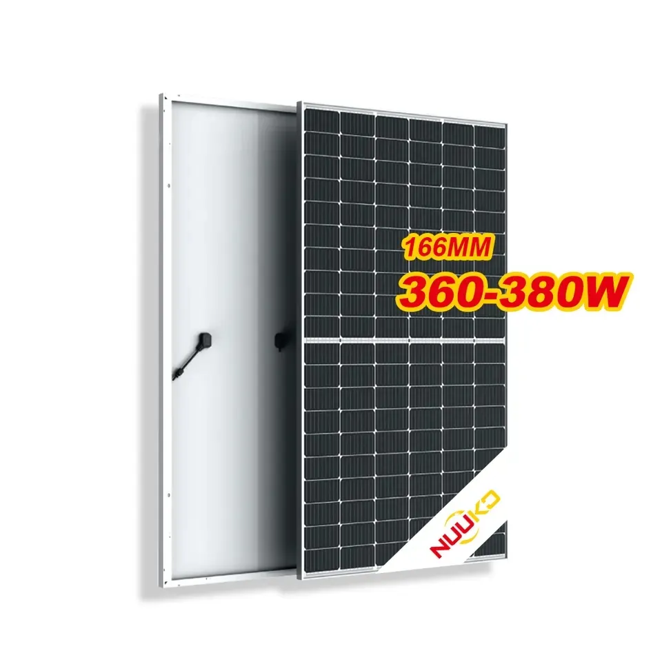 Nuuko Panel surya Mono Perc 360W 365W 370W 375W 380W 30Mm bingkai Pv Panel energi surya grosir harga pabrik