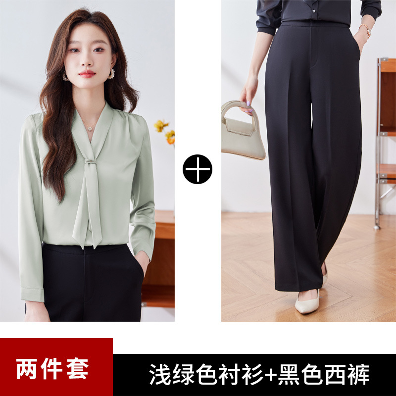 Light green shirt and trousers