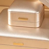 Elegante Champagnerfarbene PU-Leder Schmuckaufbewahrungsboxen |   Schmuckschatullen in verschiedenen Größen für Ringe, Ohrringe, Halsketten und Armreifen