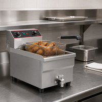 Friteuse électrique commerciale 13L en acier inoxydable à cuve unique avec valve de vidange d'huile, friteuse de table pour restaurant et restauration rapide