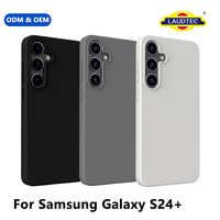 Coque de téléphone en silicone liquide ODM OEM, plusieurs couleurs unies, avec protection de l'objectif surélevée, pour Samsung Galaxy S24 Plus, anti-traces de doigts