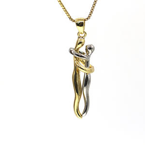 Kalung liontin pelukan pasangan desain baru liontin baja tahan karat berlapis emas 18K untuk hadiah jimat Pria Wanita - Product Image 4