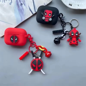 เคสหูฟังลายการ์ตูนเดดพูลสำหรับ <span class=keywords><strong>iPhone</strong></span> <span class=keywords><strong>14</strong></span> 2024  ซิลิโคนกันกระแทกพร้อมพวงกุญแจ - Product Image 6