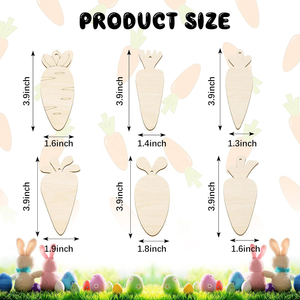 12 pièces de pendentifs en bois vierges en forme de carotte à suspendre avec cordon, pour décoration DIY de Pâques, de ferme, de maison ou de fête, pour enfants - Product Image 5