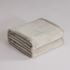 Luxe Polyester Effen Geprinte Visgraat Thermisch Geweven Milieuvriendelijke Anti-Pilling Ademende Lichtgewicht Zachte Deken - Product Image 6