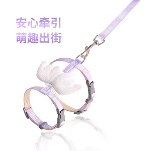 Cat Leash Vest Style <b>Adjustable</b> Fabric Small Pet Harness Chest <b>Strap</b> For Kitten Walking Outdoor Use - Product Image 4