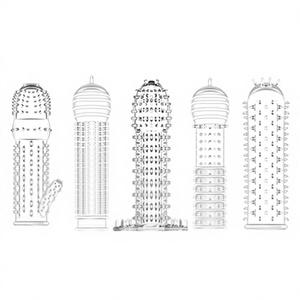 Manchon et anneaux transparents à picots pour pénis masculin, jouet sexuel pour couples, vente en gros, silicone, Guangdong - Product Image 1