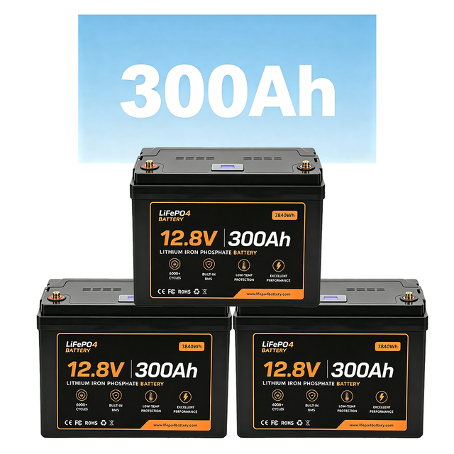 Lightweight 12.8V 300Ah LiFePO4 Battery 40% Lighter than Lead Acid Bluetooth BMS 6000 Cycles Grade A