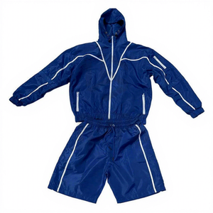 Conjunto Deportivo de Chaqueta y Pantalones Cortos Cortavientos Personalizados OEM, Reflectantes, con Cierre, Transpirables y de Secado Rápido, de Dos Piezas, de Nailon - Product Image 1