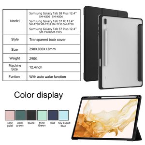Custodia ultra sottile a tre ante in PU+acrilico con chiusura a flip in pelle per tablet Samsung <span class=keywords><strong>Galaxy</strong></span> <span class=keywords><strong>Tab</strong></span> <span class=keywords><strong>S8</strong></span> <span class=keywords><strong>Plus</strong></span> SM-X800 SM-X806 da 12,4 pollici - Product Image 5