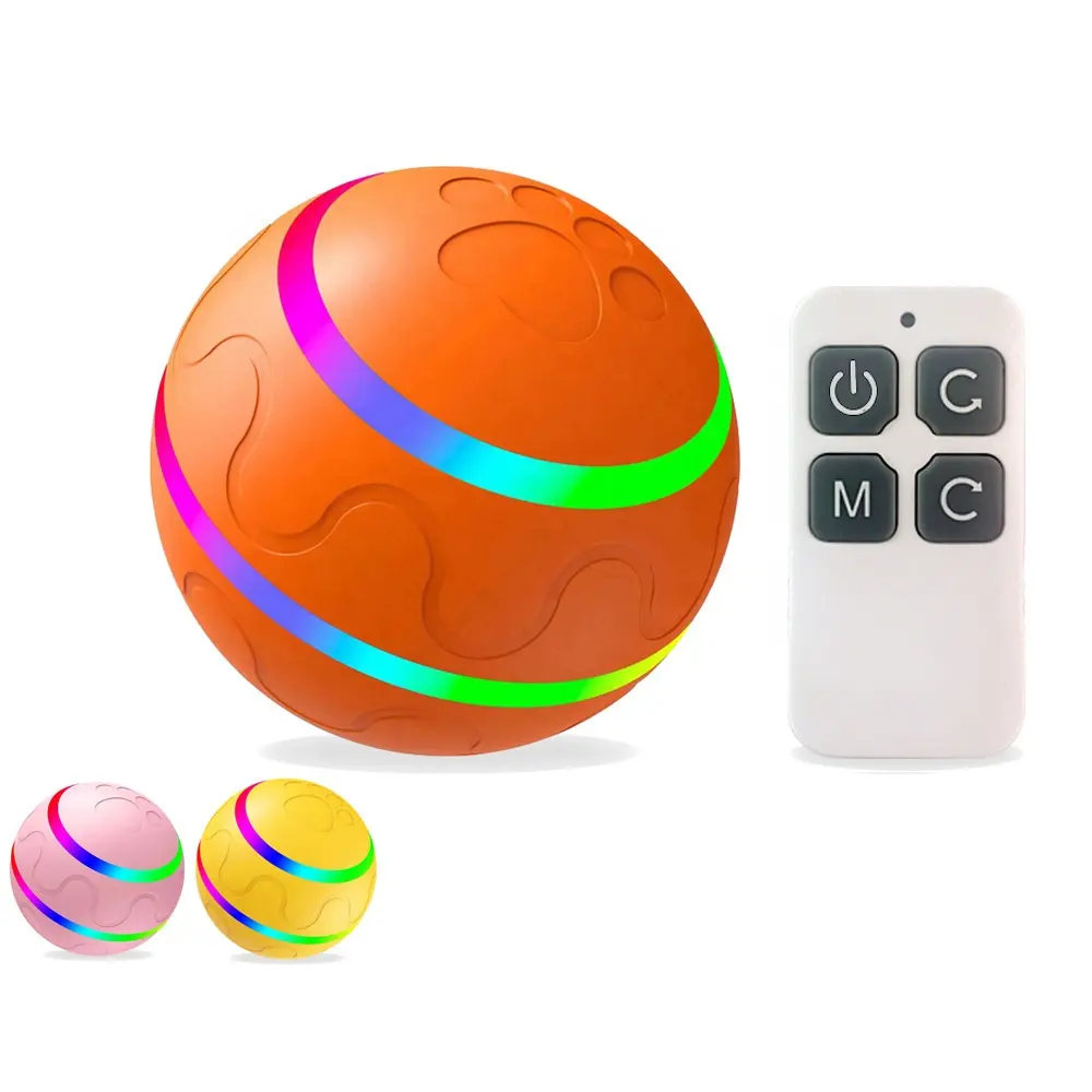ลูกบอลกลิ้งของเล่นแมวแบบอินเทอร์แอคทีฟพร้อมไฟ LED ลูกบอลกลิ้ง USB แบบชาร์จไฟได้ของเล่นสุนัขอัตโนมัติดีไซน์ใหม่