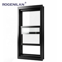 Ventana Corredera Vertical de Doble Vidrio Estilo Americano Rogenilan, Ventana Abatible Simple de Aluminio con Vidrio Low-E para Ventilación