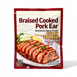 Sachet rétractable en aluminium imprimé en héliogravure avec encoche de déchirement, scellé sur trois côtés, pour l'emballage des oreilles de <span class=keywords><strong>porc</strong></span> braisées et cuites - Product Image 1