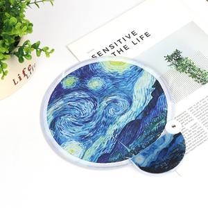 Ventilatore a mano rotondo con Logo stampato su misura flessibile pieghevole in Nylon per dischi volanti per attività promozionali all'aperto - Product Image 1