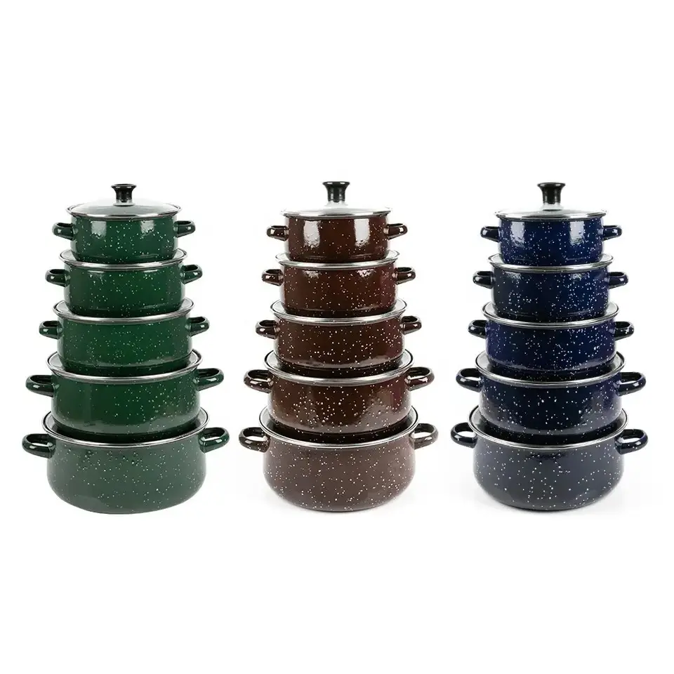 Stock Enamel Pot with Lid Stick Soup Pot with Lid Induction Pasta Pot with Ergonomic Handle