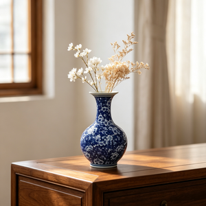 Vase en céramique bleu sous glaçure, pot à fleurs moderne pour rebord de fenêtre, décoration florale pour intérieur, maison, table de mariage - Product Image 1