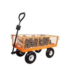 Chariot à outils de jardin de cour de maille d'acier résistant chariot à quatre roues côtés amovibles utilitaire extérieur de chariot de bois de chauffage - Product Image 1