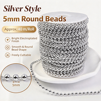 Guirlande de perles rondes en ABS de 5 mm pour décorations de Noël et de fête, prix d'usine, utilisation intérieure/extérieure