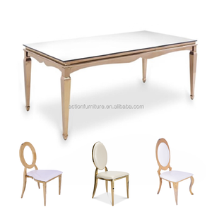 Romantique En Métal Doré <span class=keywords><strong>Cadre</strong></span> Dinant la Table de Mariage En Acier Inoxydable Pour La Réception de L'hôtel - Product Image 6