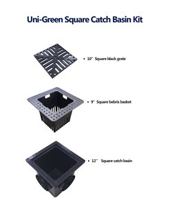 Filtres à débris pour caniveaux de drainage extérieurs 12'' <span class=keywords><strong>Kit</strong></span> de <span class=keywords><strong>bassin</strong></span> de récupération pour aménagement extérieur avec panier à débris et grille Caniveau de drainage carré - Product Image 4