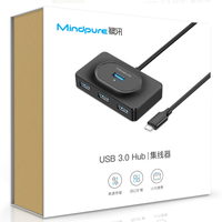 Mindpure - Hub USB 3.0 de 4 Puertos y 5 Gbps con Puerto de Alimentación USB C para MacBook Pro, Air, iPad Pro, Disco Duro Externo HDD de hasta 18 TB