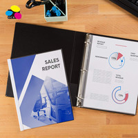 Carpeta de archivos colorida con cubierta de informe de panel y borde tradicional con 3 sujetadores