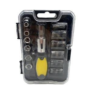 Jeu de tournevis à cliquet universel 23 pièces, kit d'outils combinés à douilles de 1/4 pouces pour réparations domestiques et projets de bricolage - Product Image 1