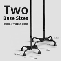 Canne de marche MSMT à base large et petite, en alliage d'aluminium noir, capacité de charge 300 lb, embouts en caoutchouc réglables