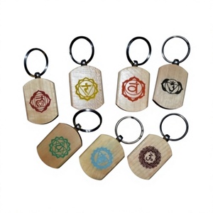 Juego de Llaveros de Madera Ligeros con Grabado de los Siete Chakras, de Ágata Natural, de la Mejor Calidad, para Reiki y Chakra, Ideal para Acción de Gracias - Product Image 1