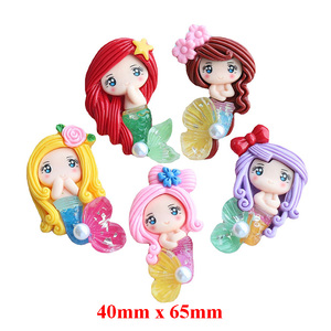 Kawaii grande <span class=keywords><strong>sirena</strong></span> <span class=keywords><strong>principessa</strong></span> Design piatto posteriore in resina grande Cabochon gioielli ornamento per capelli portachiavi accessori decorazione - Product Image 3