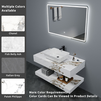 Meubles modernes à double paroi pour salle de bain Armoires supérieures et inférieures en dalle de roche avec table en marbre ardoise et lavabo en céramique