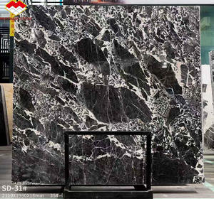 Table à manger en marbre noir Napoléon de luxe italien, grande dalle en marbre naturel de Calcutta avec des veines blanches pour table basse, sol - Product Image 1