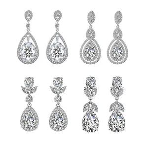 Mixed Style Fashion Copper AAA Cubic Zirconia Earring Jewelry Dangle Drop Stud Earrings For Wedding Bridal Women