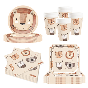 Juego de Vajilla DAMAI para Fiesta en la Selva para 8 Personas, Platos, Vasos y Servilletas de Papel con Animales Salvajes para Baby Shower, Decoración para Fiesta Wild One - Product Image 3