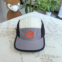 Gorra de camping de malla impermeable con logo personalizado al por mayor, gorra de senderismo transpirable perforada de 5 paneles, unisex, ajustable, al por mayor