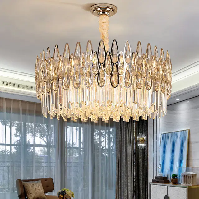 Bespoke Modern K9 Crystal Chandeliers Ceiling lamp luxury lighting Living Room luxury Crystal led pendant Lamps for home decor