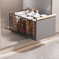 Panier de rangement pliable en métal antirouille sous l'évier avec rail coulissant lisse, organisateur de condiments coulissant pour armoire de cuisine