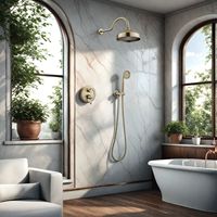 Ensemble de douche mural en laiton de style européen rétro, pulvérisateur haute pression, fonction eau chaude et froide, suite de douche complète pour salle de bain