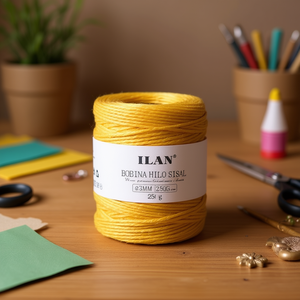Spago di Sisal Ilan, Bobina da 3mm, Giallo, 250g, Materiale per Artigianato - Product Image 2