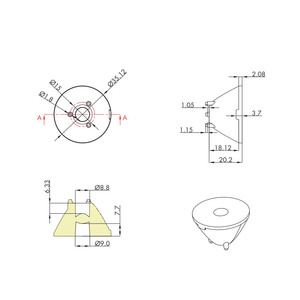 עדשת תאורת במה עם זווית אלומה צרה של 3 מעלות, בקוטר 35 מ\\\"מ, PMMA - Product Image 5